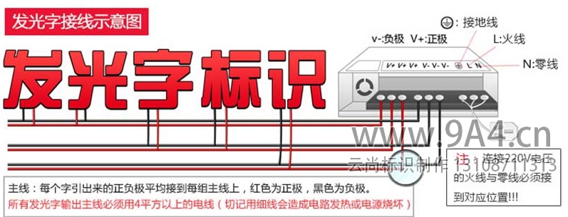發(fā)光字接線示意圖 發(fā)光字接線示意圖