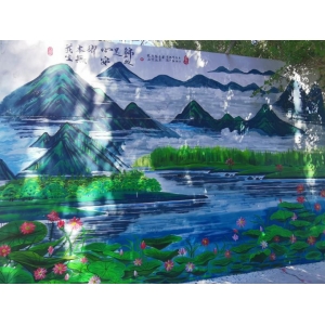 美麗鄉(xiāng)村文化墻彩繪 沃爾塔布拉克村：多彩墻繪 “扮靚”美麗鄉(xiāng)村 繪出文明新風尚